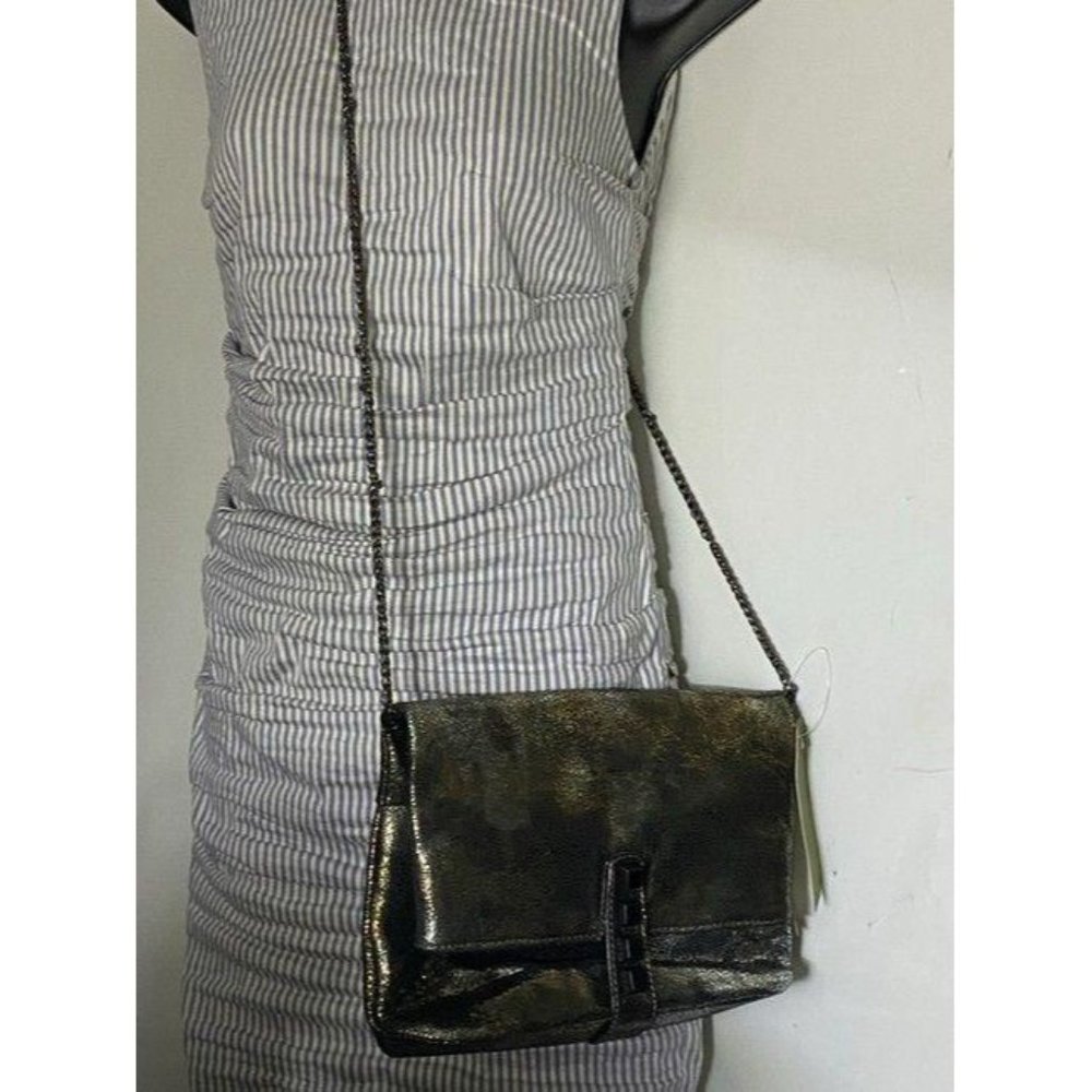 Nicole Miller Msrp Black Gold Leather Cross Body B - Picture 7 of 12